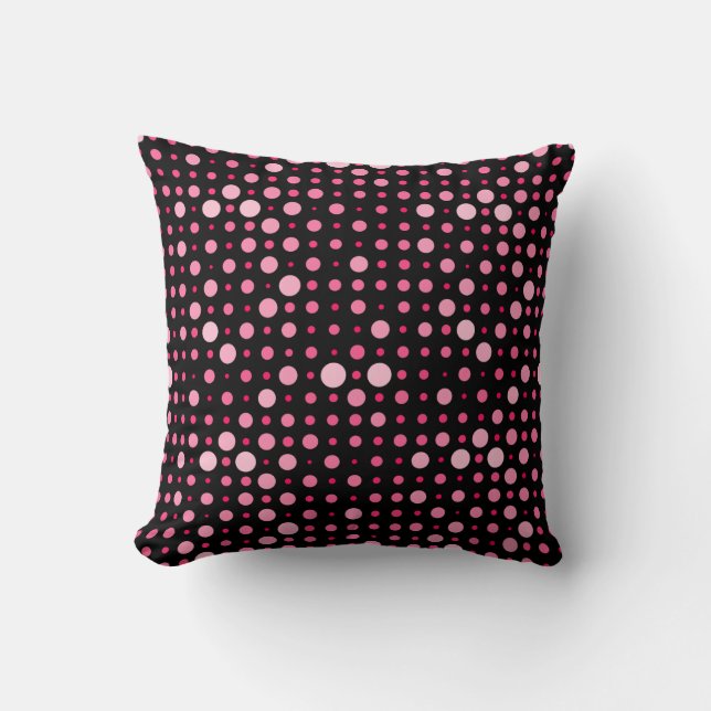Moderne Polka Dot 01.Pink Zwart BG Kussen (Voorkant)