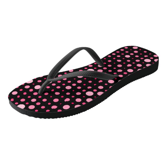 Moderne Polka Dot 01.Pink Zwart BG Teenslippers (Schuin)