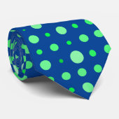Moderne Polka Dot 02.Green. Blauw BG Stropdas (Opgerold)