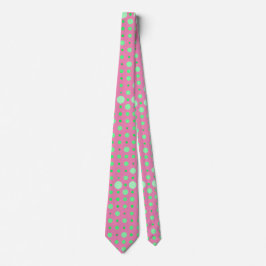 Moderne Polka Dot 02.Green. Roze BG Stropdas