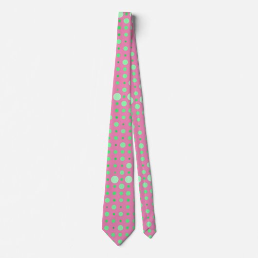 Moderne Polka Dot 02.Green. Roze BG Stropdas (Voorkant)