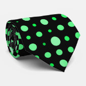 Moderne Polka Dot 02.Green. Zwart BG Stropdas (Opgerold)