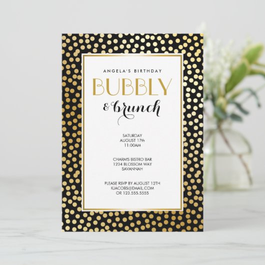 Moderne Polka Dot Patroon Zwart en Goud Kaart (Staand voorkant)