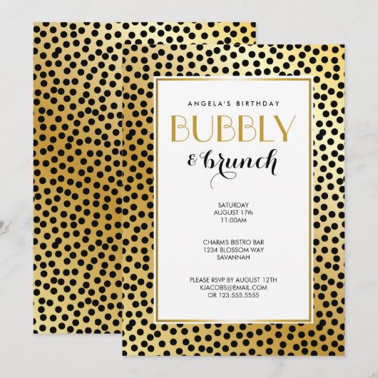 Moderne Polka Dot Patroon Zwart en Goud Kaart (Voorkant / Achterkant)