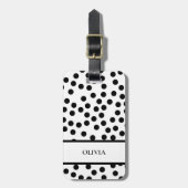 Moderne Polka Dot Zwart Wit Chic Elegant Custom Bagagelabel (Voorkant verticaal)