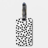 Moderne Polka Dot Zwart Wit Chic Elegant Custom Bagagelabel (Achterkant verticaal)