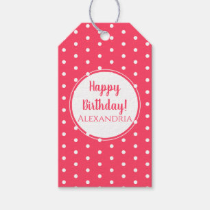 Moderne Polka Dots Happy Birthday Cadeaulabel