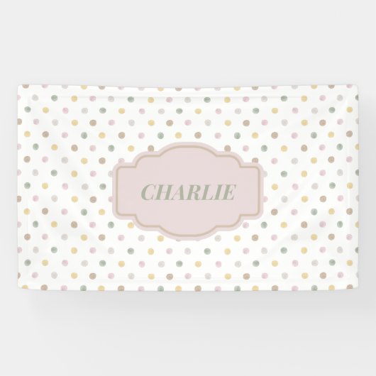 Moderne Polkadot naambanner Spandoek (Horizontaal)