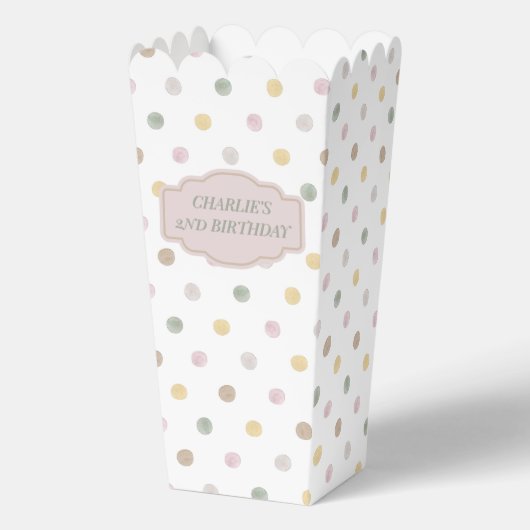 Moderne Polkadot Popcorn Box Bedankdoosjes (Voorkant)