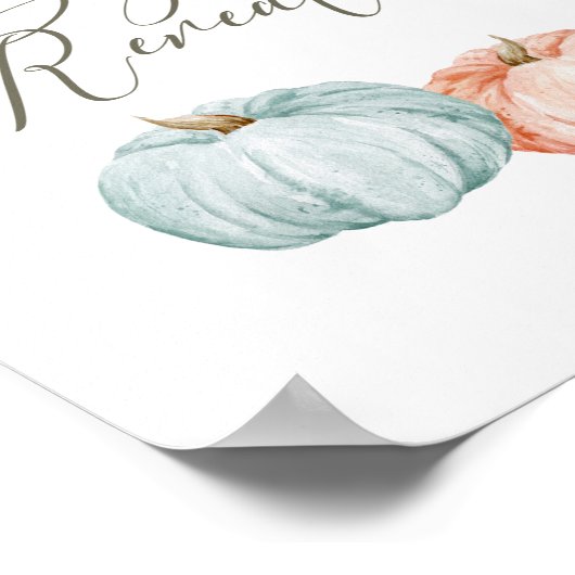 Moderne pomkin Gender onthullen Herfst Welkomstbor Poster (Hoek)