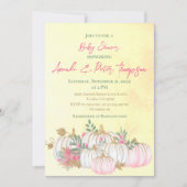 Moderne pompoen Blush Pink Gold Yellow Baby shower Kaart (Voorkant)