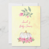 Moderne pompoen Blush Pink Gold Yellow Baby shower Kaart (Achterkant)