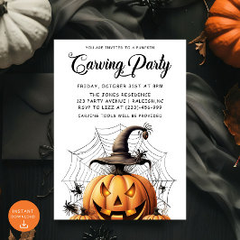 Moderne pompoen Carving Adult Halloween Party Kaart