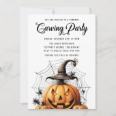 Moderne pompoen Carving Adult Halloween Party Kaart (Voorkant)