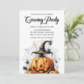Moderne pompoen Carving Adult Halloween Party Kaart (Staand voorkant)