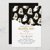 Moderne Pompoen & Geest Halloween Kaart (Voorkant / Achterkant)