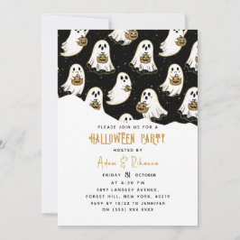 Moderne Pompoen & Geest Halloween Kaart