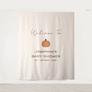 Moderne pompoen geslachtsneutrale babyshower achte wandkleed