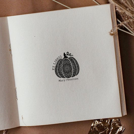 Moderne Pompoen Mandala Custom Ex Libris, Boek Rubberstempel