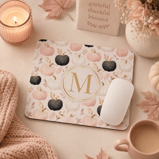 Moderne Pompoen Monogram – Gepersonaliseerde Initi Muismat