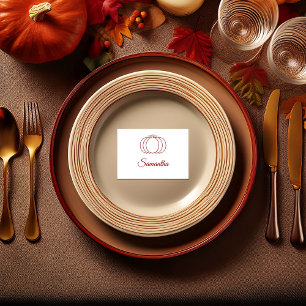 Moderne Pompoen Rood Thanksgiving/Friendsgiving Plaatskaartje