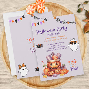 Moderne Pompoen Snoepjes Kinderen Halloween Feestj Kaart