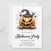 Moderne Pompoen Spinnen Volwassen Halloween Party Kaart (Voorkant)