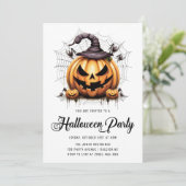 Moderne Pompoen Spinnen Volwassen Halloween Party Kaart (Staand voorkant)