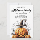 Moderne Pompoen Spinnen Volwassen Halloween Party Kaart (Voorkant)