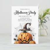 Moderne Pompoen Spinnen Volwassen Halloween Party Kaart (Staand voorkant)