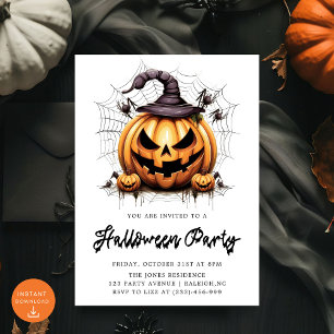 Moderne Pompoen Spinnen Volwassen Halloween Party Kaart