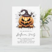 Moderne Pompoen Spinnen Volwassen Halloween Party Kaart (Staand voorkant)