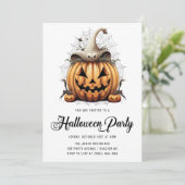 Moderne Pompoen Spinnen Volwassen Halloween Party Kaart (Staand voorkant)