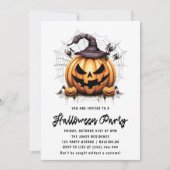 Moderne Pompoen Spinnen Volwassen Halloween Party Kaart (Voorkant)