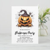 Moderne Pompoen Spinnen Volwassen Halloween Party Kaart (Staand voorkant)