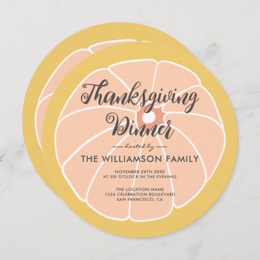 Moderne Pompoen Thanksgiving Dinner Kaart (Voorkant / Achterkant)