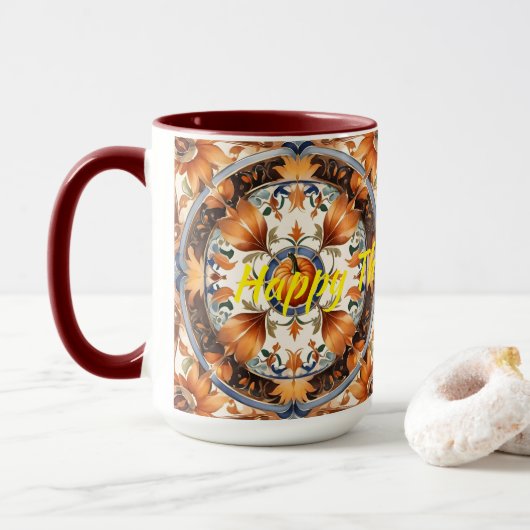 Moderne Pompoen Thanksgiving Herfst Collectie Mok (Met donut)