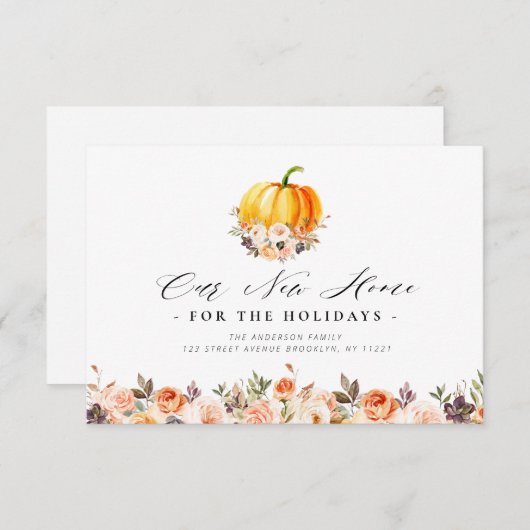 moderne pompoen - Thanksgiving met bewegende aanko Bedankkaart (Voorkant / Achterkant)