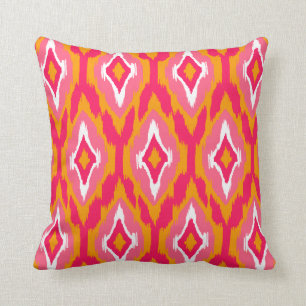 Moderne pompoenroze fuchsia Ikat-stamppatroon 1a Kussen