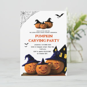 Moderne pompoensnijden Volwassenen Halloween-feest Kaart