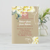 moderne  pony floral chinese Weddenschap Kaart (Staand voorkant)