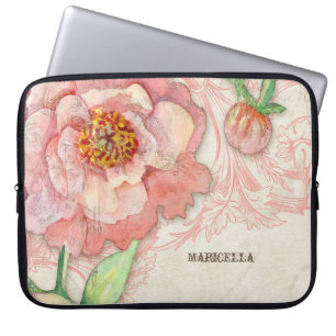 Moderne pony Floral Swirls Antiek Vintage Laptop Sleeve