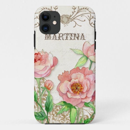 Moderne  pony Floral Swirls gepersonaliseerd Case-Mate iPhone Case (Achterkant)