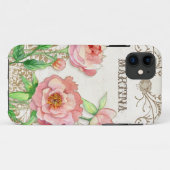 Moderne  pony Floral Swirls gepersonaliseerd Case-Mate iPhone Case (Achterkant (horizontaal))