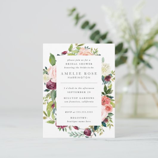 Moderne pony's en Rozen - Vrijgezellenfeest Uitnodiging Briefkaart (Staand voorkant)