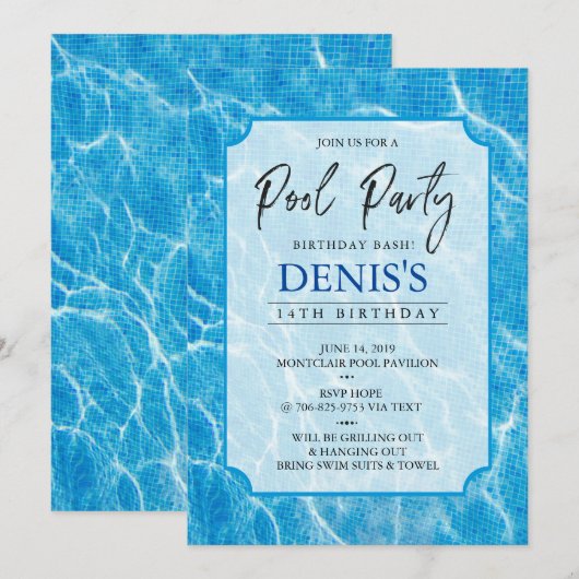 Moderne pool | Aanbesteding op zondag Kaart (Voorkant / Achterkant)