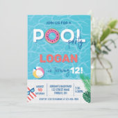 Moderne Pool Party Birthday All Ages Kaart (Staand voorkant)