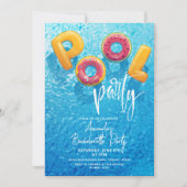 Moderne Pool Party roze Bachelorette Party Kaart (Voorkant)