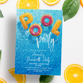 Moderne Pool Party roze Bachelorette Party Kaart
