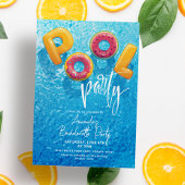 Moderne Pool Party roze Bachelorette Party Kaart